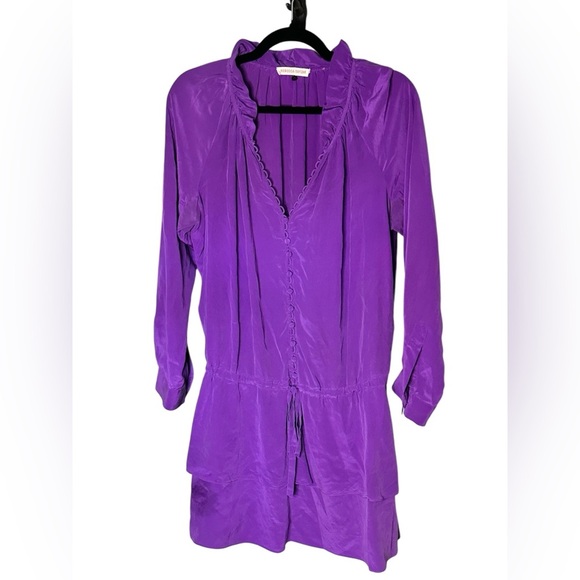 Rebecca Taylor 100% Silk Ruffled Mini Dress Sz 10 - Picture 1 of 6